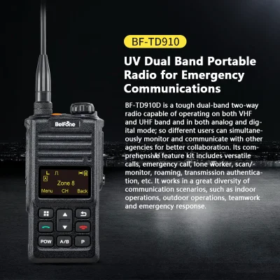 Belfone Bf-Td910UV 双方向無線デュアルバンド DMR トランシーバー、個人の安全と重要な通信のための IP68 保護機能付き